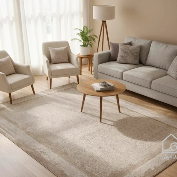 فرش وینتیج 3131 نسکافه‎‌ای کرم