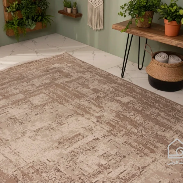 فرش وینتیج 3149 نسکافه‎‌ای کرم