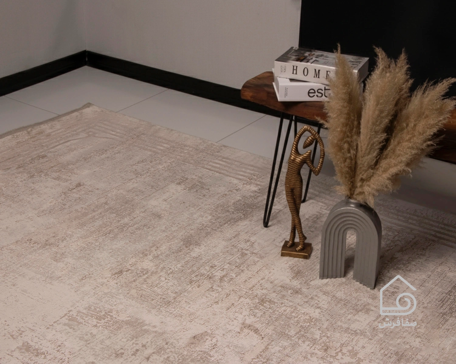 3154-8-1.webp فرش وینتیج 3154 نسکافهای کرم - تصویر 1