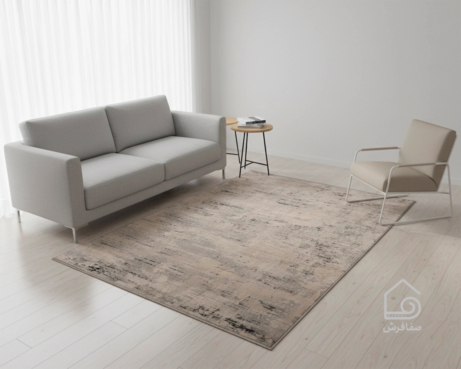 442-10-1.webp فرش وینتیج 442 طوسی نسکافهای - تصویر 1