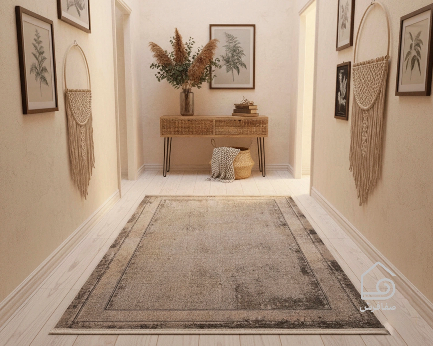 528-3-1-1.webp فرش کناره وینتیج HBV 528 طوسی ذغالی - تصویر 1