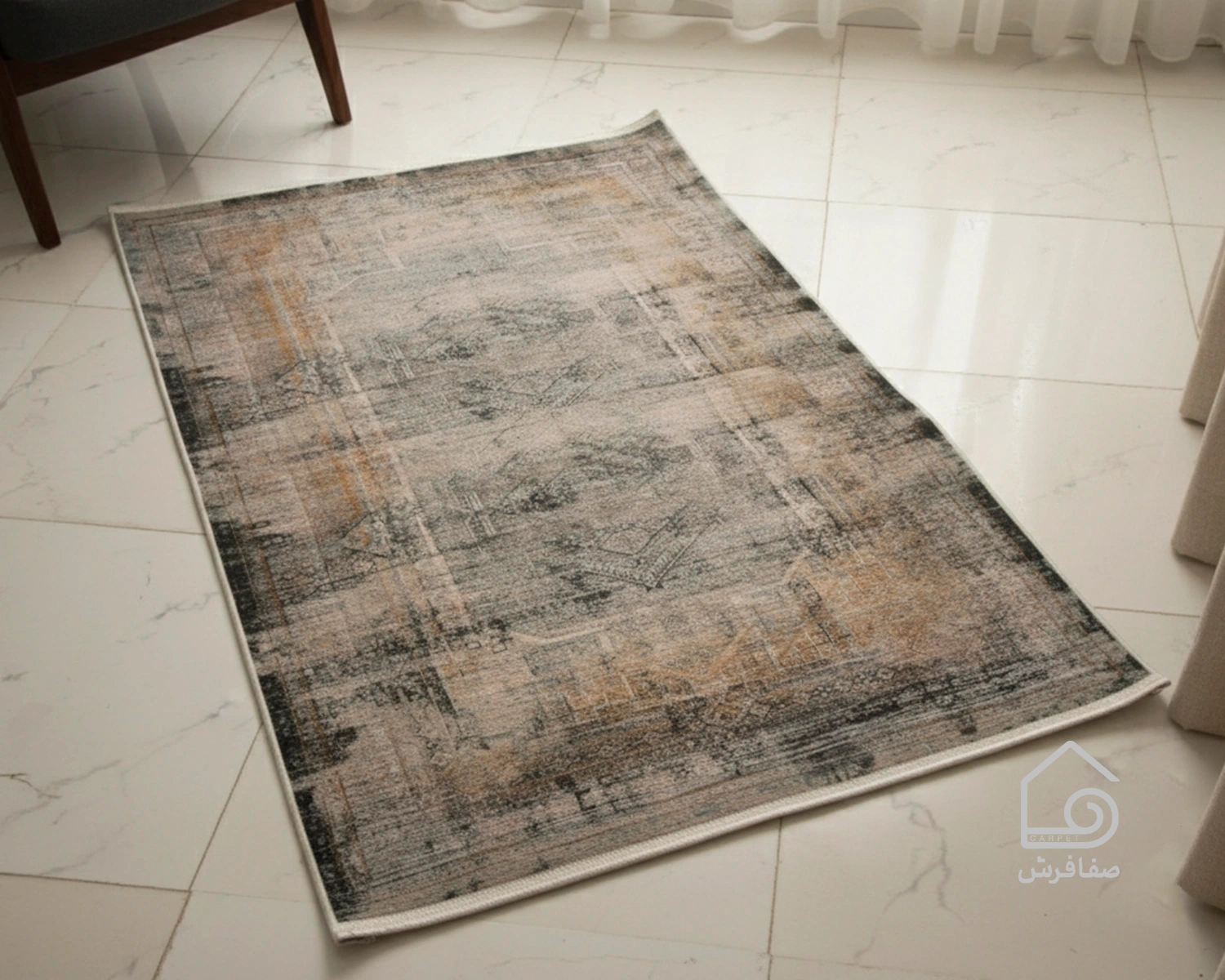 536-3-1.webp فرش کناره وینتیج 536 طوسی آجری - تصویر 1